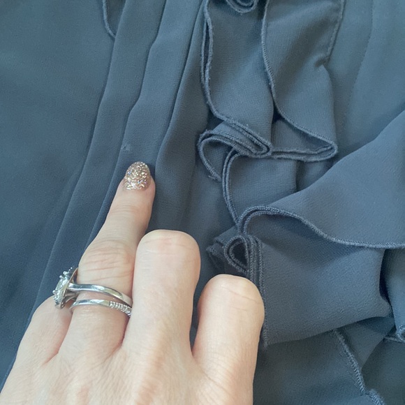 Express Ruffled Blouse Zip Up Casual Dressy Pleated Long Sleeves Size 4 - Picture 8 of 8